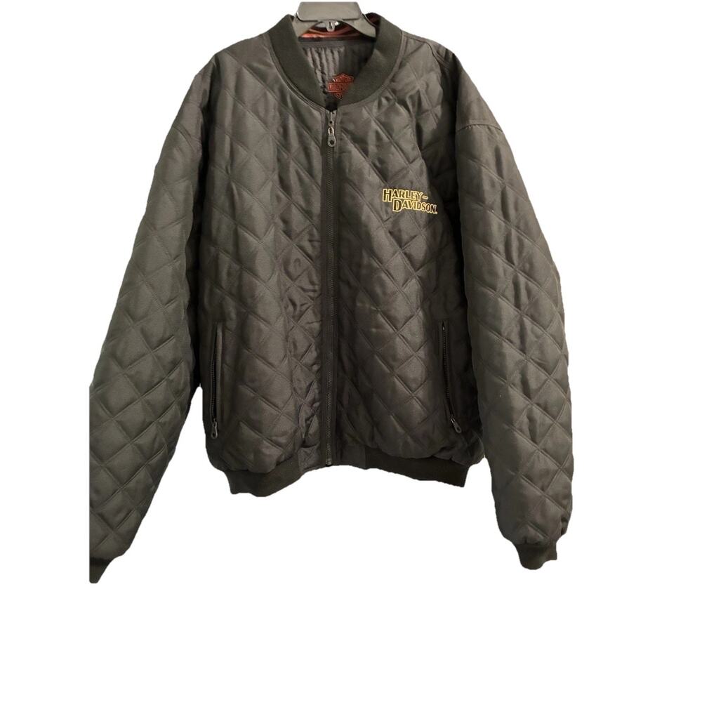 Black Harley Davidson Moto Tanker Quilted Jacket Size XXLT Reversible